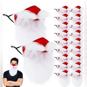 20pc Santa Beard Face Masks for Adults, Bulk Costumes Christmas Play Class Party
